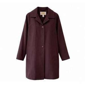 Talbots Petites Burgundy Mid-Length Zip Out Liner Trench Coat Womens Size 8P